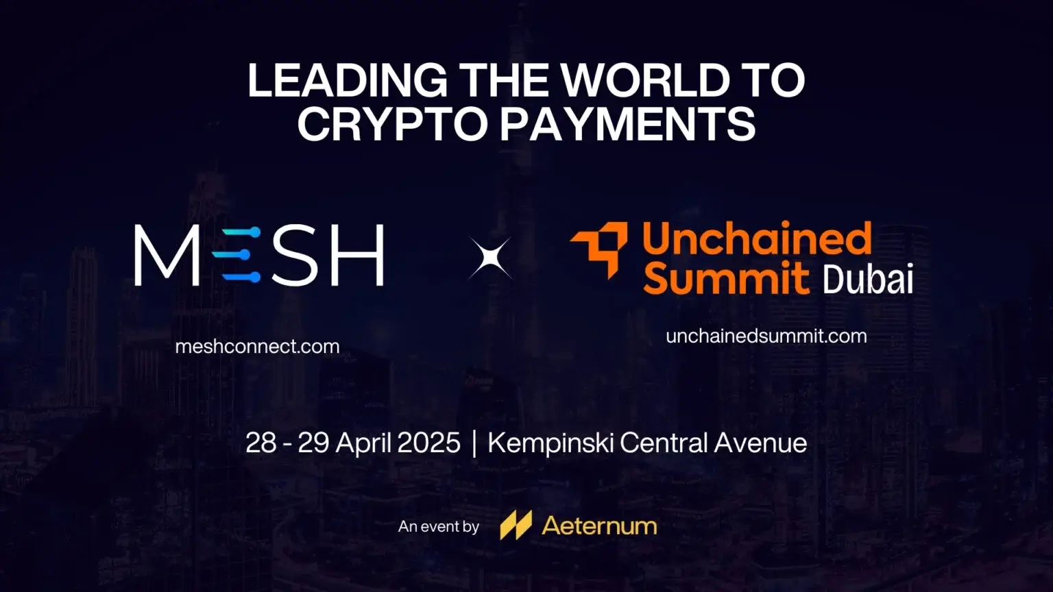 Mesh Joins Unchained Summit as Platinum Sponsor to Advance Crypto Payments Network